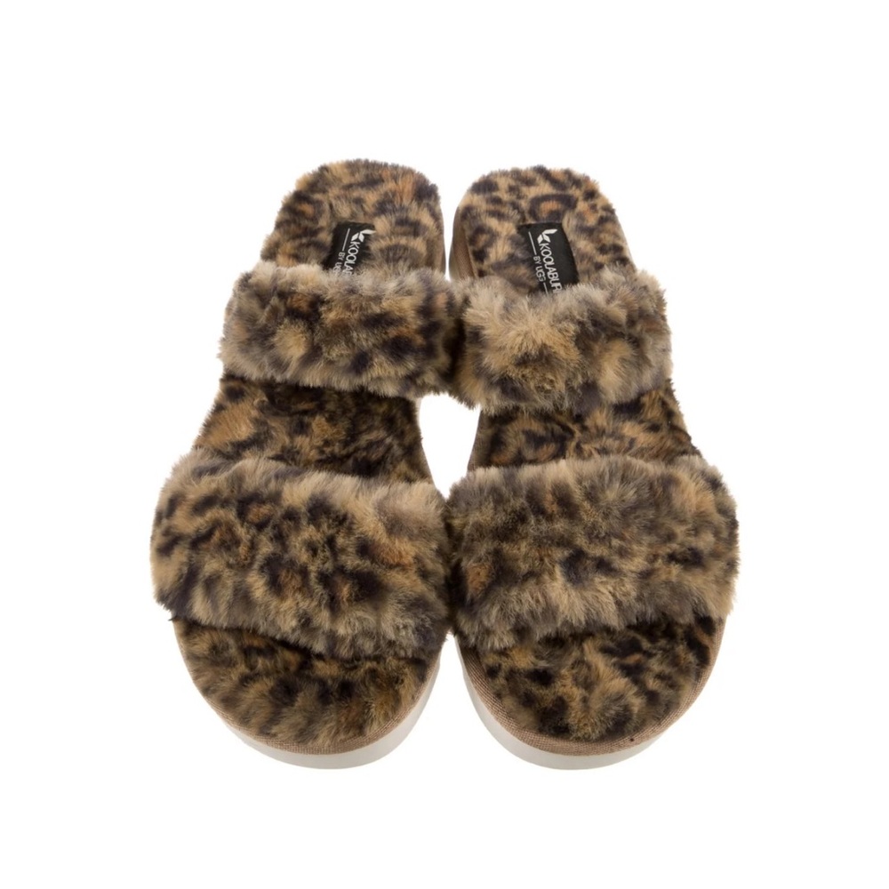 Koolaburra by UGG Faux Fur Animal Print Slides Size 8